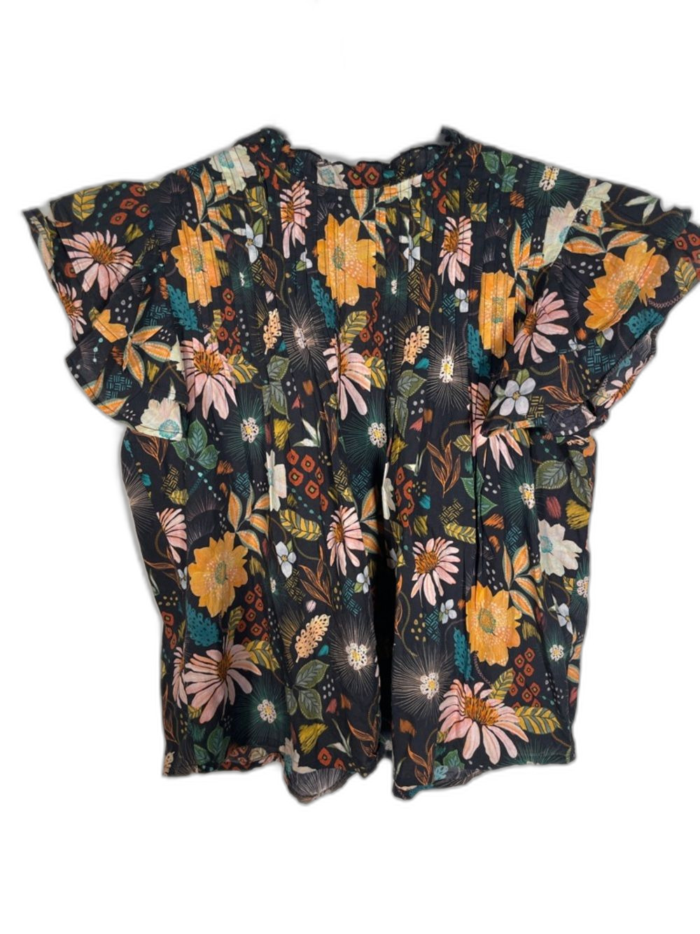 SOHANA WOMENS 100% COTTON BUTTON DOWN FLORAL BLOUSE MEDIUM - Picture 5 of 5